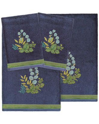 Linum Home Textiles 100% Turkish Cotton Botanica 4Pc Embellished Towel Set