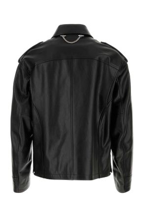 Alexander McQueen Mens Black Leather Jacket Giacche Pelle In