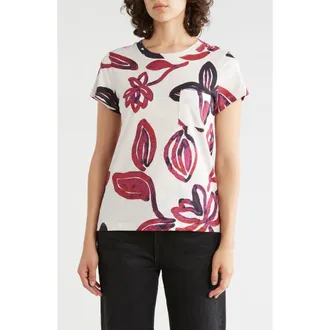 Sanctuary One Pocket T-Shirt in Acrylic Floral Pink at Nordstrom Rack, Size X-Small