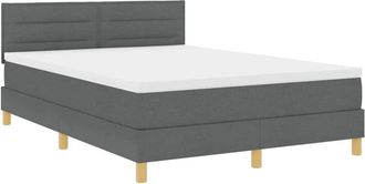 vidaXL Vidaxl Cama Con Somier Con Colch&oacute;n Gris Oscuro 140x200 Cm Tela