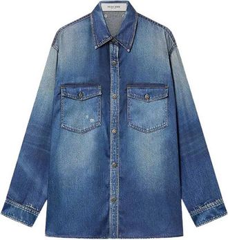 Golden Goose Journey Oversize Denim Shirt With Print
