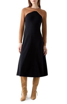 L.k. Bennett Aletta Long Sleeve Knit Midi Dress in Black Multi at Nordstrom Rack, Size X-Small