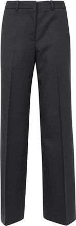 Marine Serre Tailored wollen broek met contrasterende stiksels - Dames - Wijde Broeken - Zwart - L - Wol - Broeken