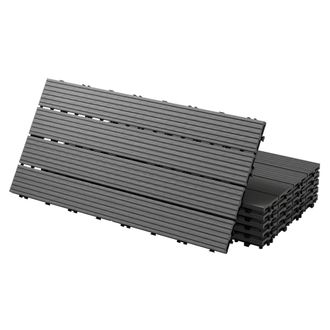 ECD Germany Ecd Germany Baldosas De Patio Wpc De 60x30 Cm 18 Piezas Por 3m&sup2; Con Aparencia De Madera Antracita Con Sistema De Drenaje Y Instalaci&oacute;n Mediante Clic A