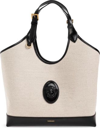 Versace Rivi&egrave;re Large Bag - Dames - Shoppers - Beige - ONE Size - Leer - Tassen