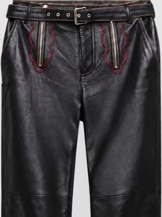 Marni leather straight leg belted trousers