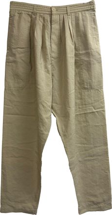Christophe Lemaire Straight Tailored Pants in Beige Silk