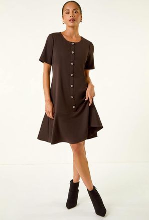 Roman Flute Hem Stretch Dress