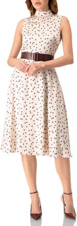 Ivonne Polka Dot Midi Dress with Belt in Ivory at Nordstrom, Size 12