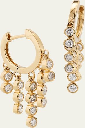 Sydney Evan 14K Yellow Gold Graduated Fringe Bezel Diamond Huggie Hoop Earrings