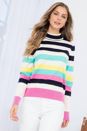 THML Clothing Marisa Turtleneck Top In Multi Striped