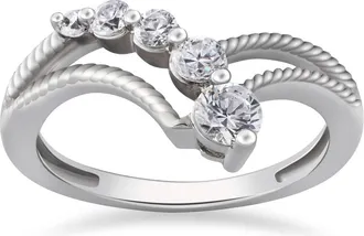 Pompeii3 1/2 ct Graduated Diamond Journey Right Hand Ring 10K White Gold Size Selectable