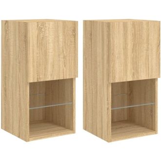 vidaXL Vidaxl - Muebles De Tv Con Luces Led 2 Uds Roble Sonoma 30,5x30x60 Cm