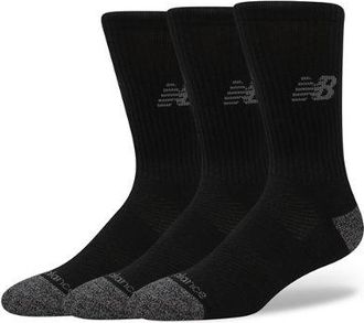 New Balance Unisex Active Crew Sock 3 Pack en Negro, Poli&eacute;ster, Talla L