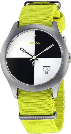 Nixon Quad Black and White Dial Neon Yellow Canvas Strap Mens A3441262