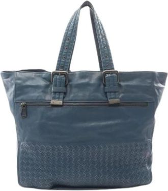 Bottega Veneta Pre-owned Handbag- Tote bag - Heren - Vintage Handtas - Blauw - ONE Size - Leer - Vintage