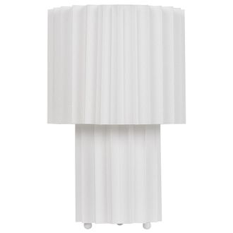 Beliani L&aacute;mpara De Mesita De Noche Moderna Con Pantalla De Tela De Lino Base En Forma De Tambor Blanco Alfeios