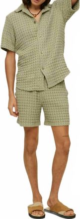 OAS Porto Waffle Shorts In Dusty Green