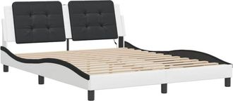 vidaXL Vidaxl - Estructura De Cama Con Luz Led Cuero Pe Blanco Negro 160x200 Cm