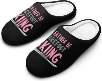 Generic Water Skiing Lover Slippers Men Winter Warm Cotton Anti-Slip Indoor Slip-Ons House Shoes