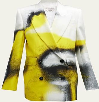 Alexander McQueen Printed Boxy Cady Jacket