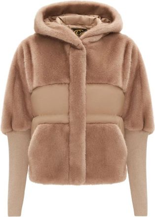 Cesare Gaspari Oversized Faux Fur Jas - Beige - Dames - Jassen - Beige - L - Wol - Jassen