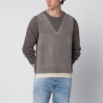 Maison Margiela Maglione girocollo in lana Mud/Ecru