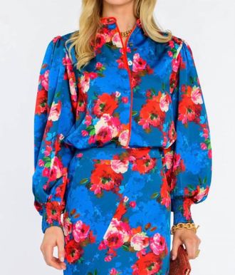 Elizabeth & James Emily Top In Holiday Chintz Teal