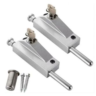 OEM (plata) Cerradura De Puerta De Aleaci&oacute;n De Aluminio De 2 Piezas, Cerradura De Suelo, Cerradura De Seguridad Antirrobo, Cerradura Giratoria Para Puerta