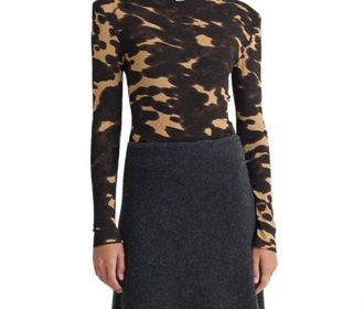 Nanushka Nayeli Turtleneck Top In Midnight Mocha Apricot