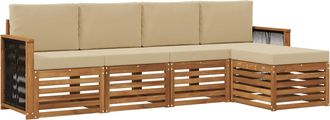 vidaXL Conjunto De Sof&aacute;s De Exterior 5 Uds. Natural Y Beige Vidaxl