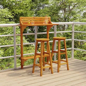 vidaXL Juego Muebles De Bar De Balc&oacute;n 3 Piezas Madera Maciza De Acacia Vidaxl