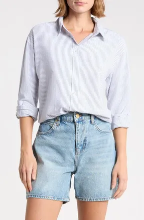 Beach Lunch Lounge Cidney Oversize Cotton Button-Up Shirt in Silver Sage at Nordstrom, Size X-Large