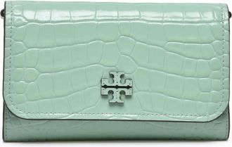 Tory Burch Thea Embossed Flat - Dames - Schoudertassen - Groen - ONE Size - Leer - Tassen