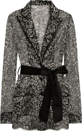 Dolce & Gabbana Blouse met bloemenkant - Zwart