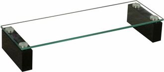 bhp Tavolo in vetro Supporto tv Elevazione dello schermo Mobile tv Lowboard, vetro temperato trasparente, mdf nero, LxA 60 x 10 cm BHP B153147-4