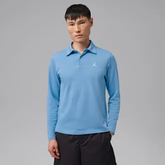 Nike Jordan Mens Jordan Sport Dri-FIT Long-Sleeve Golf Polo in Blue | IU1649-470