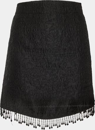 Ganni Ganni Black Jacquard Bead Fringed Mini Skirt
