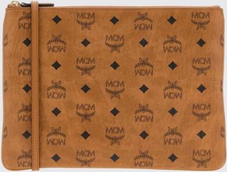 MCM Pochette Aren in pelle di vitello con logo impresso e tracolla amovibile