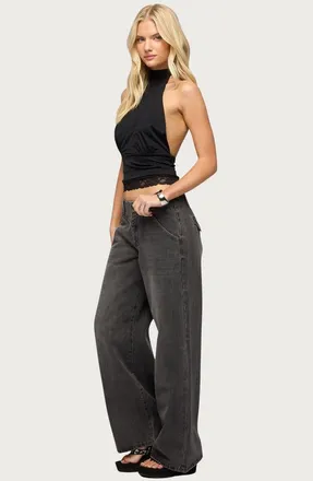 Edikted Sandra Lacey Halter Top in Black at Nordstrom, Size X-Large