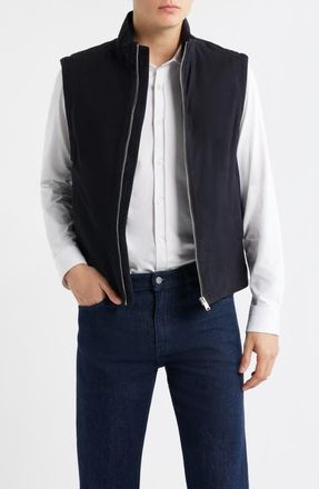 BOSS Marens Leather Vest in Dark Blue at Nordstrom, Size 46