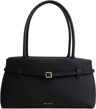 Manu Atelier Zwarte Leren Gesp Schoudertas - Dames - Handtassen - Zwart - ONE Size - Leer - Tassen