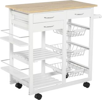 HOMCOM Carrello Carrellino da Cucina Salvaspazio in Legno mdf Bianco - Homcom