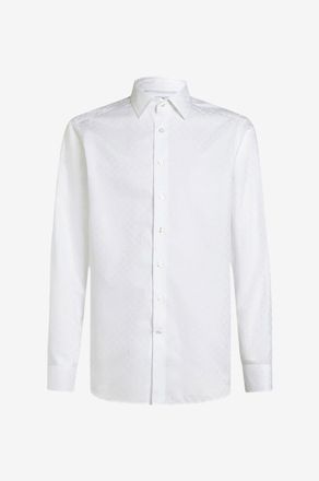 Etro Langarm-Hemd aus Baumwolljacquard mit Medaillon-Motiv