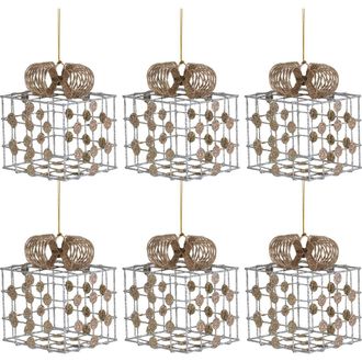 Zodax Set of 6 Wire Box Ornaments in Silver/Champagne at Nordstrom Rack