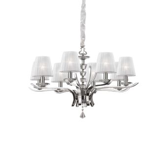 Netlighting Pegaso 8 Light Crystal Multi Arm Chandelier Chrome White Finish E14 in Clear