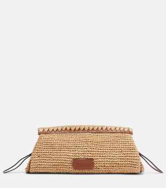 Staud Clutch Maude in rafia con pelle