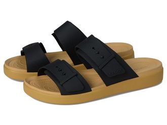 Crocs Brooklyn Buckle Low Low Womens Shoes Black/Tan : 10 M, Synthetic