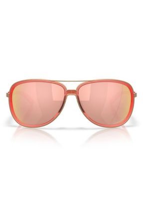 Oakley Split Time 58mm Prizm Pilot Sunglasses in Matte Peach /Rose Gold at Nordstrom