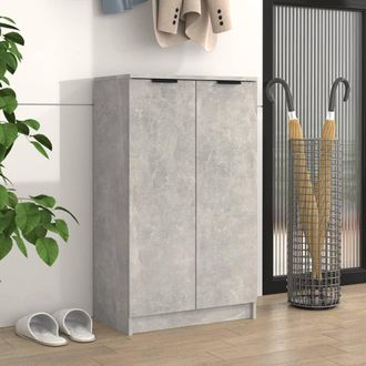 Berkfield Home Shoe Cabinet Concrete Grey 59x35x100 cm Engineered Wood | Size: 59 x 35 x 100 cm